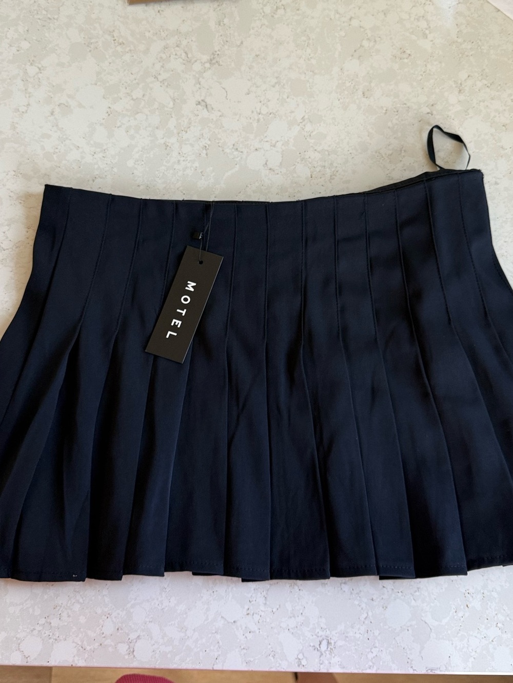 Motel Rocks Navy Blue Pleated Mini Skirt